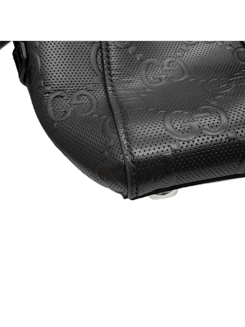 Gucci Tote Bag GG Embossed Leather Black